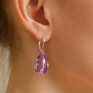 Vintage Purple Faceted Drop Earrings